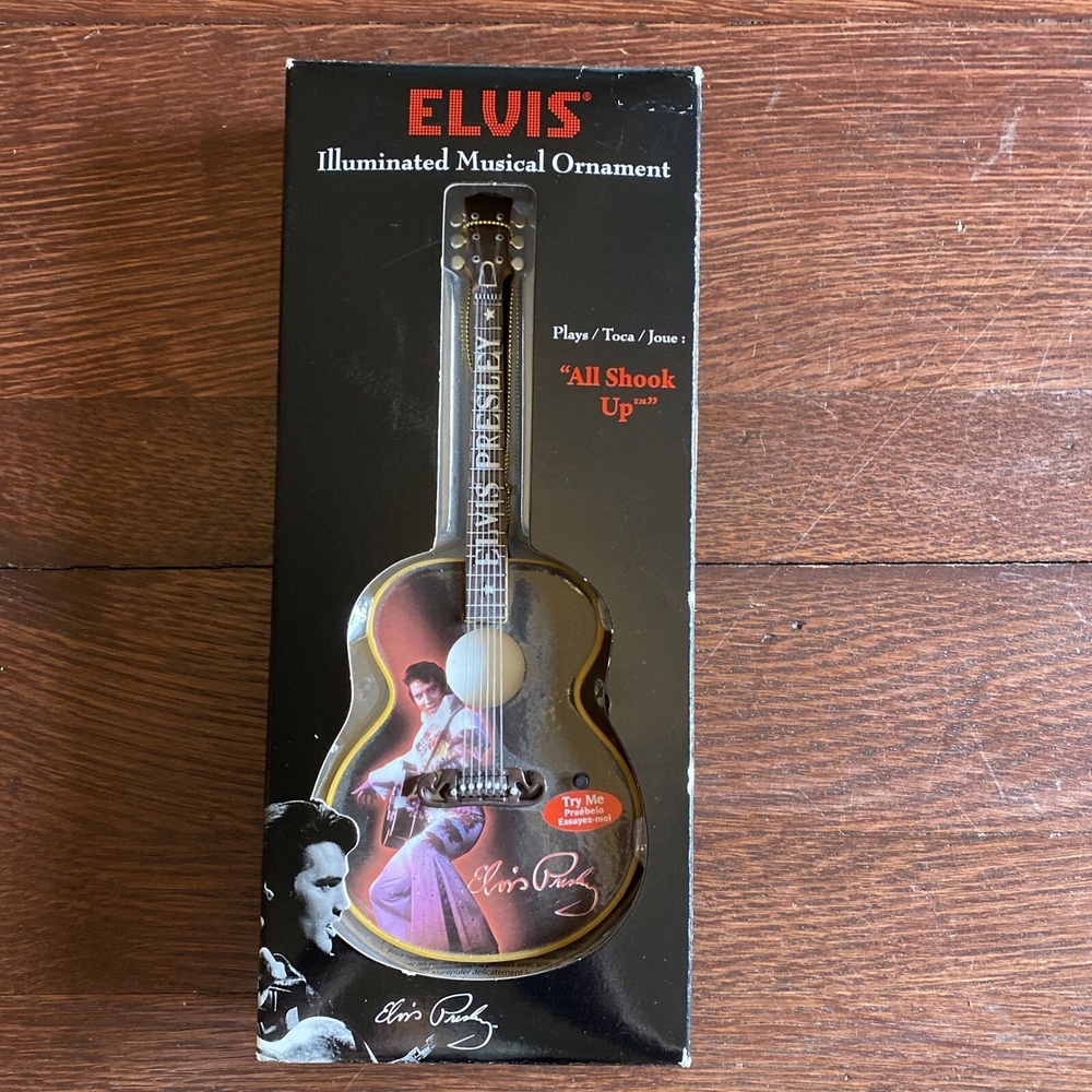 Santa Best Elvis Presley Musical Guitar Ornament Plays‎ "All Shook Up" Works